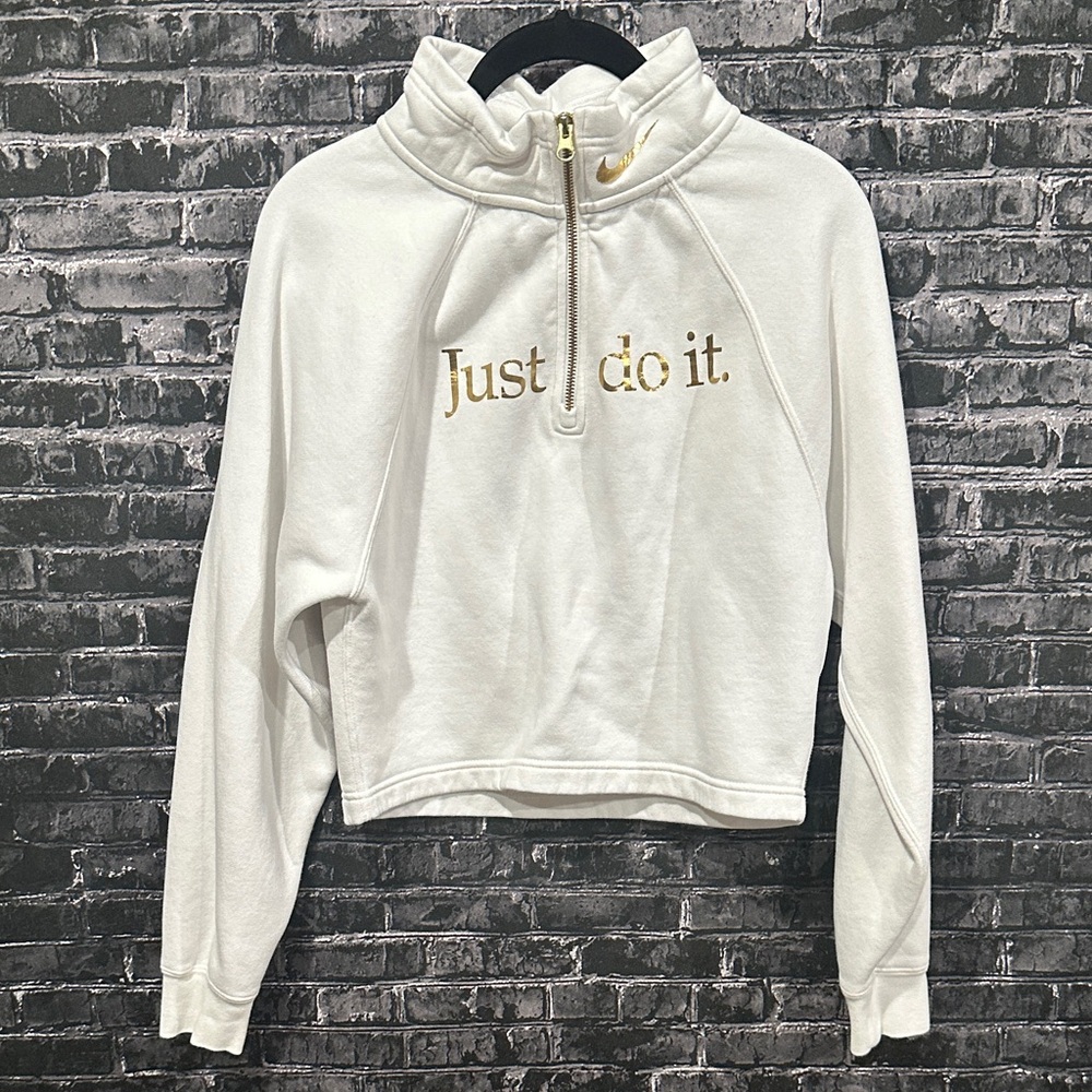 Nike White and Gold Half-Zip Pullover